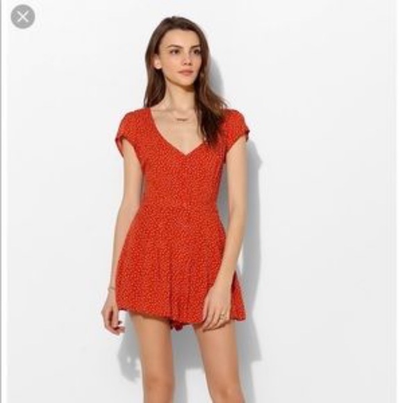 Kimchi Blue Pants - Kimchi Blue coral floral button-up romper S